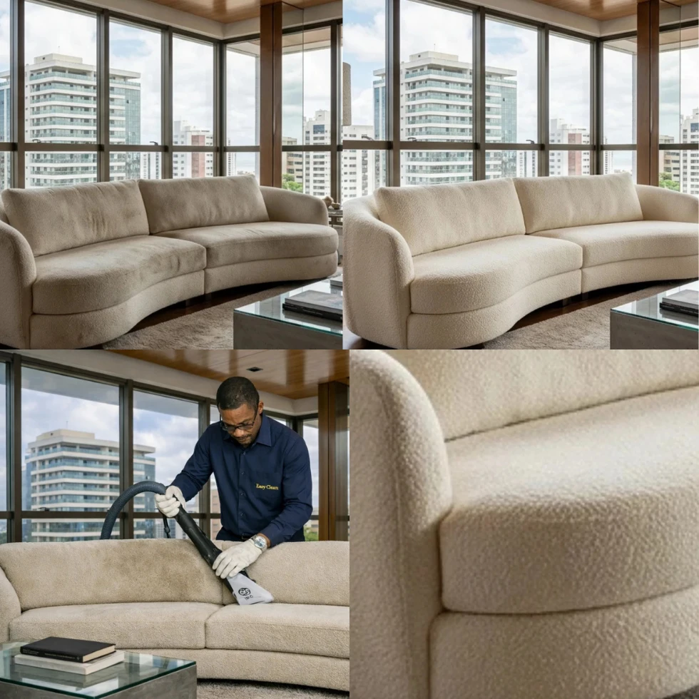 Técnico Easy Clean operando equipamento profissional em sala moderna